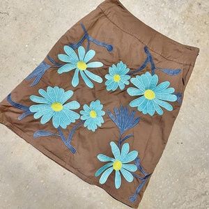 Boden Embroidered Floral Daisy A Line Pocket Skirt Medium
